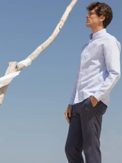 The Nines Chemise Poignet Simple|Chemise Bleue*Chemise col Mao en lin bleu ciel