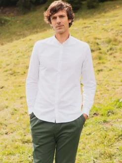The Nines Chemise Poignet Simple|Chemise Blanche*Chemise col mao en oxford gratté blanche