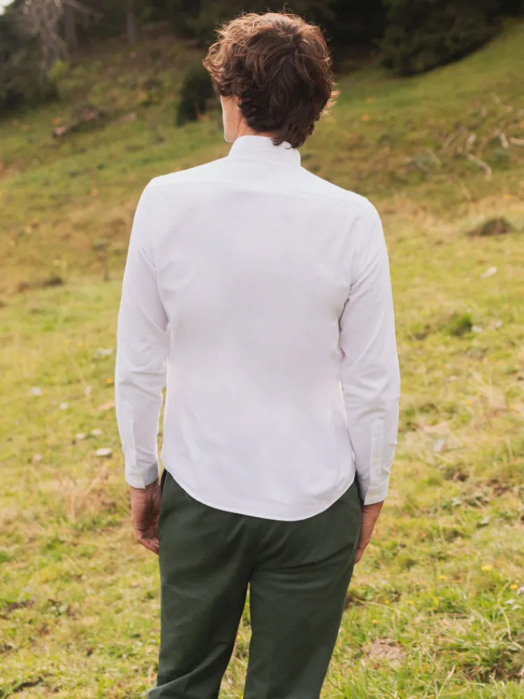 The Nines Chemise Poignet Simple|Chemise Blanche*Chemise col mao en oxford gratté blanche