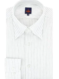 The Nines Chemise Poignet Simple|Chemise Verte*Chemise col napolitain à rayures vert olive
