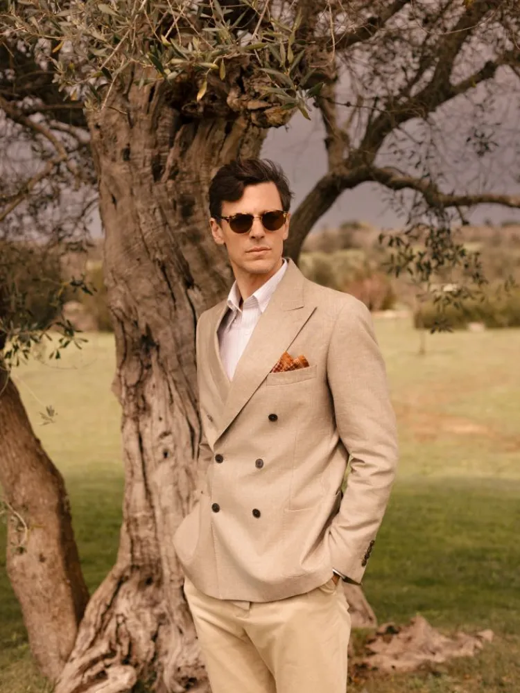 The Nines Chemise Poignet Simple|Chemise Écrue*Chemise col napolitain à rayures beiges