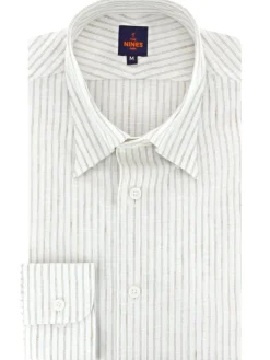 The Nines Chemise Poignet Simple|Chemise Écrue*Chemise col napolitain à rayures beiges