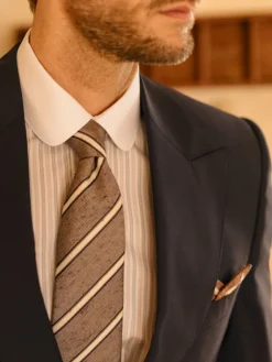 The Nines Chemise Poignet Simple|Chemise À Rayures*Chemise col rond infroissable à rayures marron
