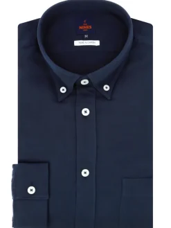 The Nines Chemise Poignet Simple|Chemise Bleue*Chemise en gaze de coton bleu marine col américain