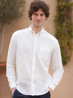 The Nines Chemise Poignet Simple|Chemise Blanche*Chemise en gaze de coton blanc col américain