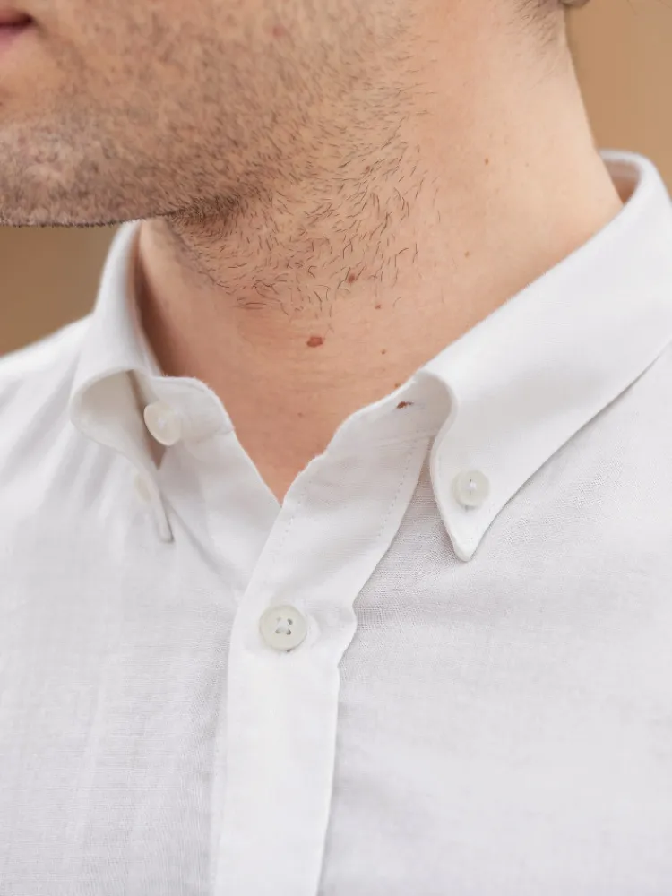 The Nines Chemise Poignet Simple|Chemise Blanche*Chemise en gaze de coton blanc col américain