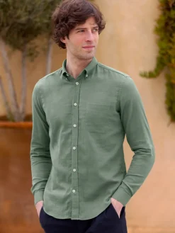 The Nines Chemise Poignet Simple|Chemise Verte*Chemise en gaze de coton verte col américain