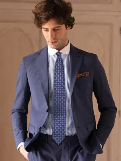 The Nines Chemise Poignet Simple|Chemise Bleue*Chemise infroissable col rond à rayures bleu ciel