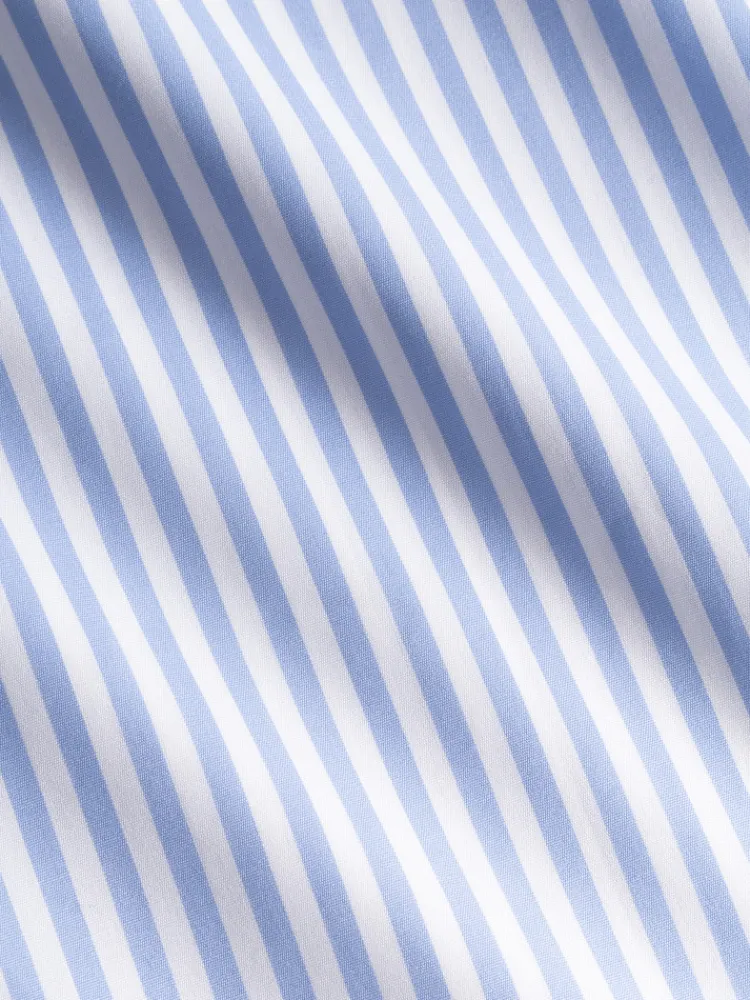 The Nines Chemise Poignet Simple|Chemise Infroissable*Chemise infroissable col droit à rayures bleu ciel