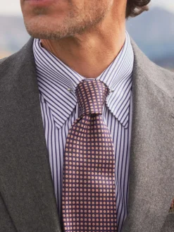 The Nines Chemise Pin Collar*Chemise infroissable col épingle à rayures bleu marine