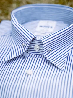 The Nines Chemise Pin Collar*Chemise infroissable col épingle à rayures bleu marine