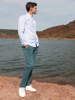 The Nines Chemise Poignet Simple|Chemise Bleue*Chemise infroissable col inversé bleu ciel