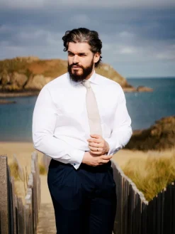 The Nines Chemise Mousquetaire|Chemise Mousquetaire*Chemise Prestige Alex Cormac mousquetaire grand col italien twill blanc