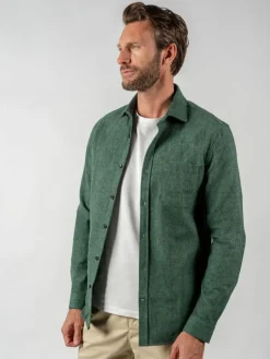 The Nines Chemise Flanelle|Chemise Casual*Chemise verte en flanelle épaisse col italien