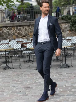 The Nines Costumes*Costume Loro Piana bleu ardoise