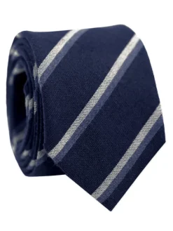 The Nines Cravates Par Couleur|Cravate En Lin*Cravate bleu marine à doubles rayures