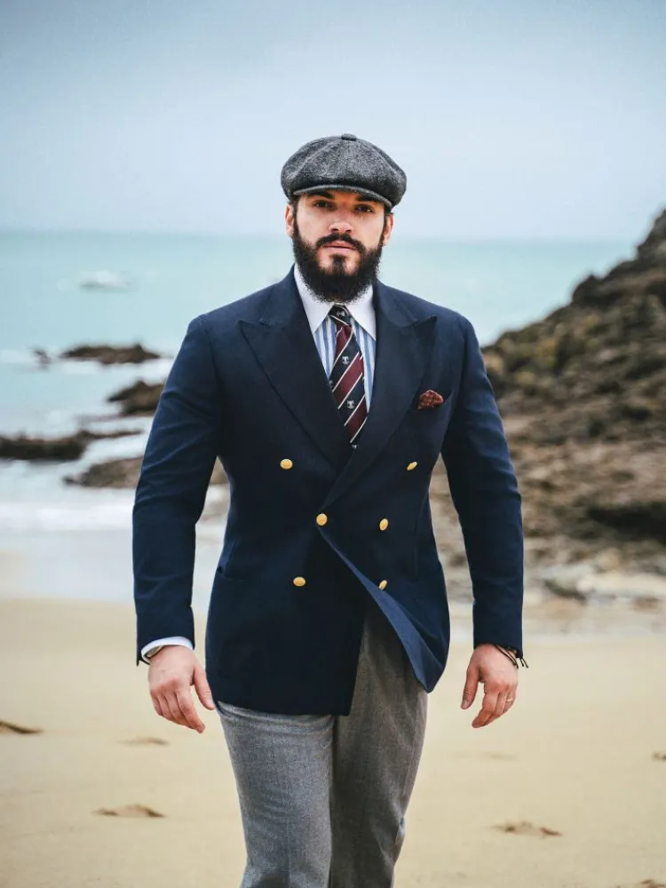 The Nines Cravates Par Couleur|Cravate À Motif*Cravate club en soie bleu marine et bordeaux à motifs
