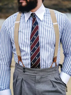 The Nines Cravates Par Couleur|Cravate À Motif*Cravate club en soie bleu marine et bordeaux à motifs