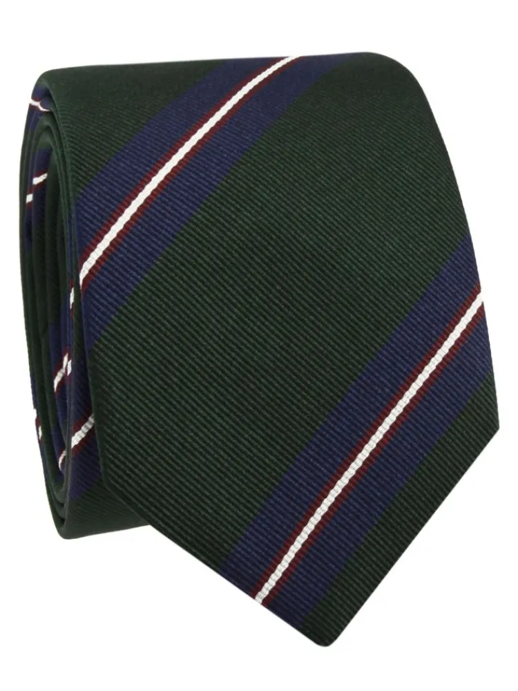The Nines Cravates Par Couleur|Cravate Soie*Cravate club verte à rayures bleues