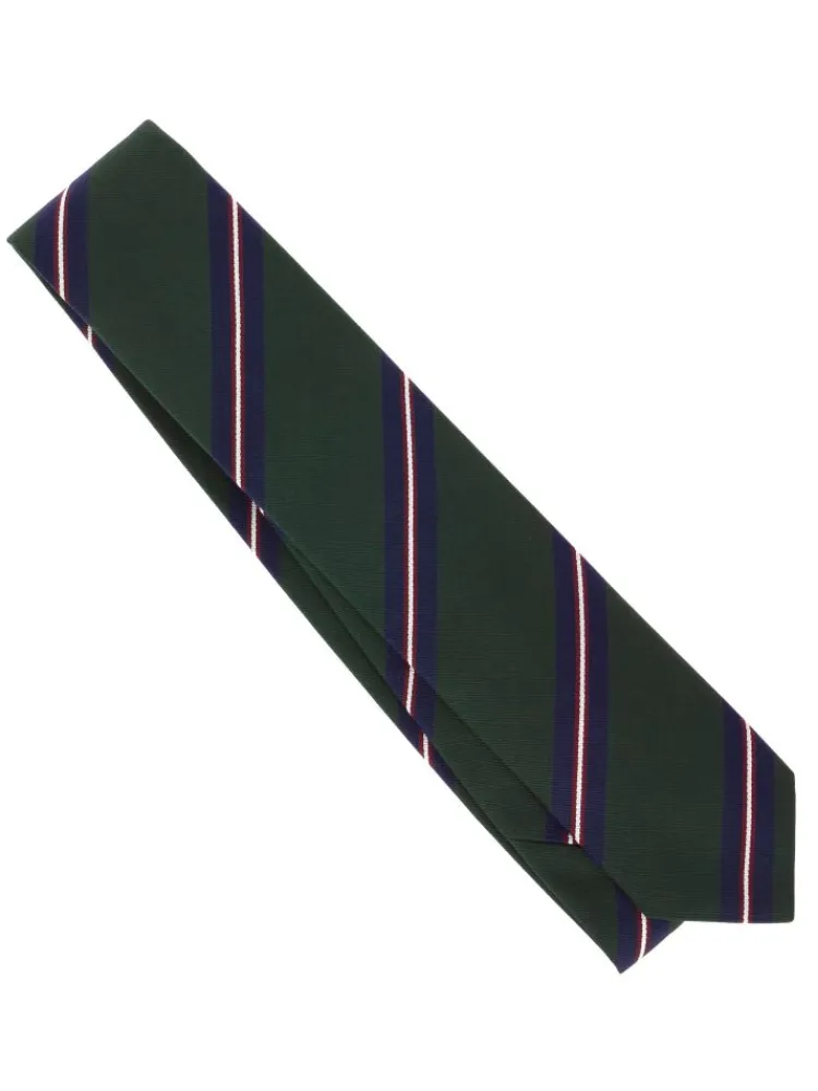 The Nines Cravates Par Couleur|Cravate Soie*Cravate club verte à rayures bleues