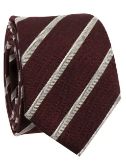 The Nines Cravates Par Couleur|Cravate Rayée*Cravate en laine bordeaux à rayures beiges