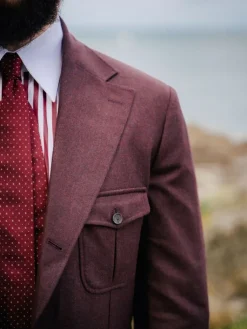 The Nines Cravates Par Couleur|Cravate Soie*Cravate en soie bordeaux à pois