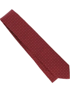 The Nines Cravates Par Couleur|Cravate Soie*Cravate en soie bordeaux à pois