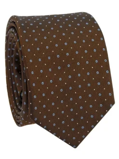The Nines Cravates Par Couleur|Cravate Soie*Cravate en soie marron à pois