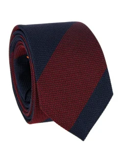 The Nines Cravates Par Couleur|Cravate Soie*Cravate grenadine de soie bleu marine à rayures bordeaux