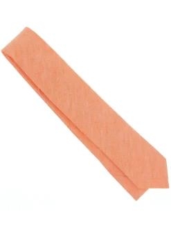 The Nines Cravates Par Couleur|Cravate Mariage*Cravate orange en soie et lin nattés Bergame