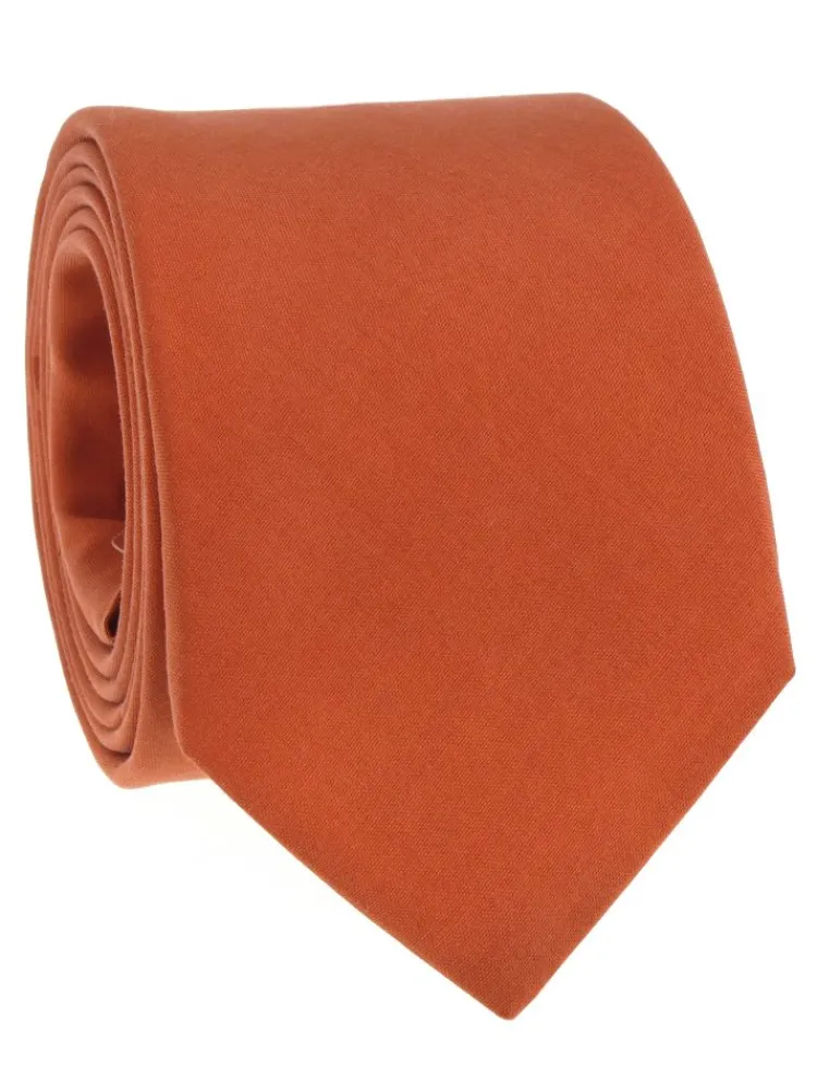 The Nines Cravates Par Couleur|Cravate Mariage*Cravate orange terre battue en soie Amalfi