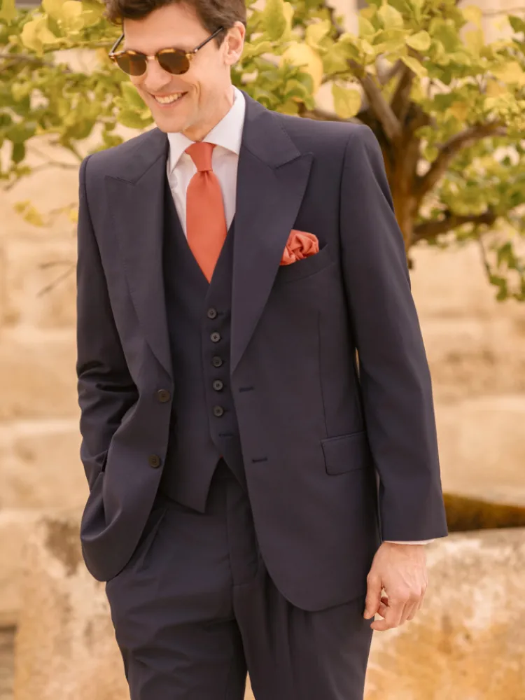 The Nines Cravates Par Couleur|Cravate Mariage*Cravate orange terre battue en soie Amalfi