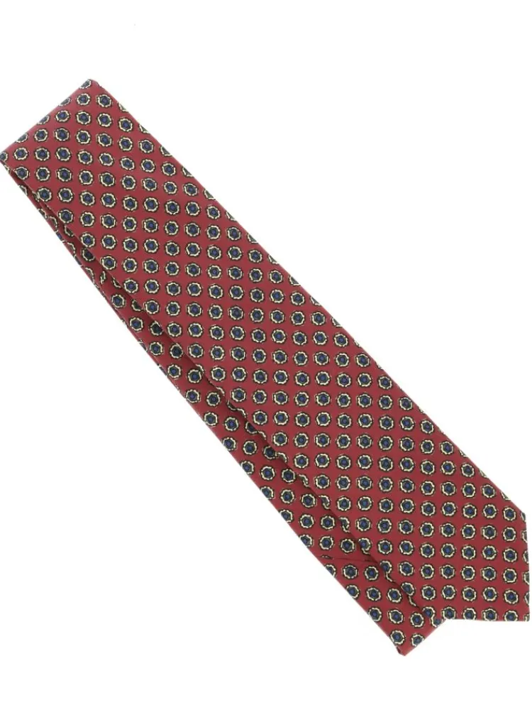 The Nines Cravate Soie|Cravate En Soie Imprimée*Cravate rouge en soie à motifs disques