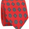 The Nines Cravate Mariage|Cravate Soie*Cravate rouge motif rosace