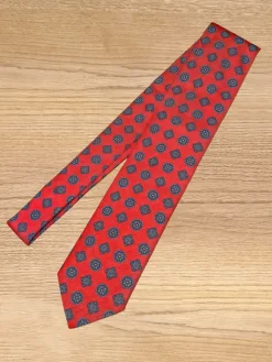 The Nines Cravate Mariage|Cravate Soie*Cravate rouge motif rosace