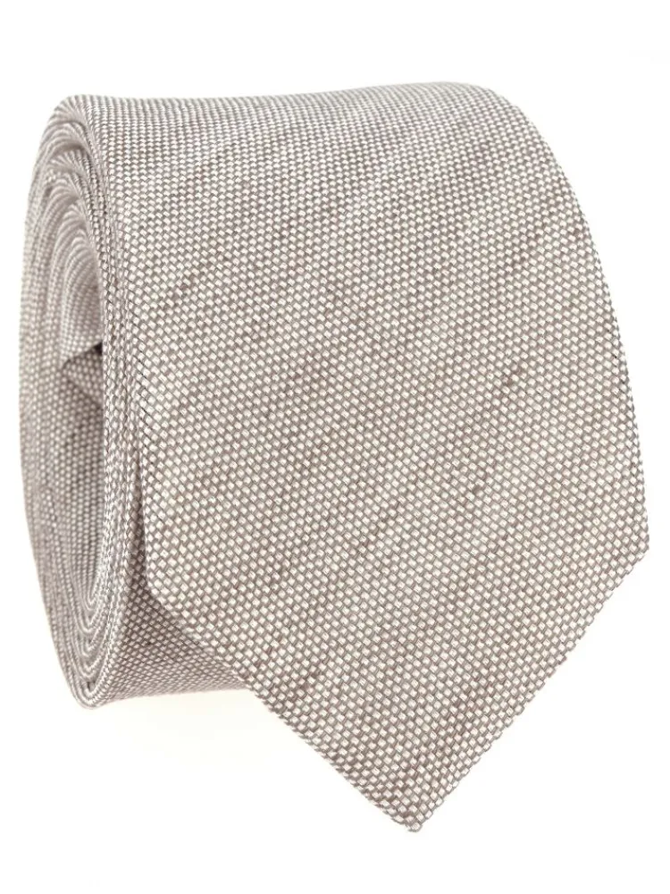 The Nines Cravates Par Couleur|Cravate Mariage*Cravate taupe en lin et coton Verone
