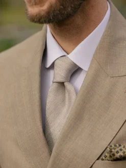 The Nines Cravates Par Couleur|Cravate Mariage*Cravate taupe en lin et coton Verone