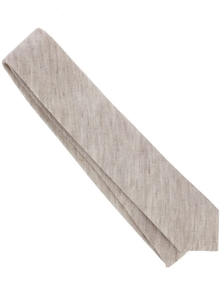 The Nines Cravates Par Couleur|Cravate Mariage*Cravate taupe en lin et coton Verone
