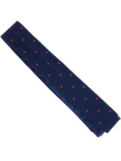 The Nines Cravate Tricot|Cravate Tricot De Soie*Cravate tricot en soie bleue à pois orange