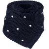 The Nines Cravates Par Couleur|Cravate Tricot*Cravate tricot en soie bleu marine à pois blancs