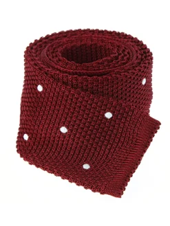The Nines Cravates Par Couleur|Cravate À Pois*Cravate tricot en soie rouge grenat à pois blancs