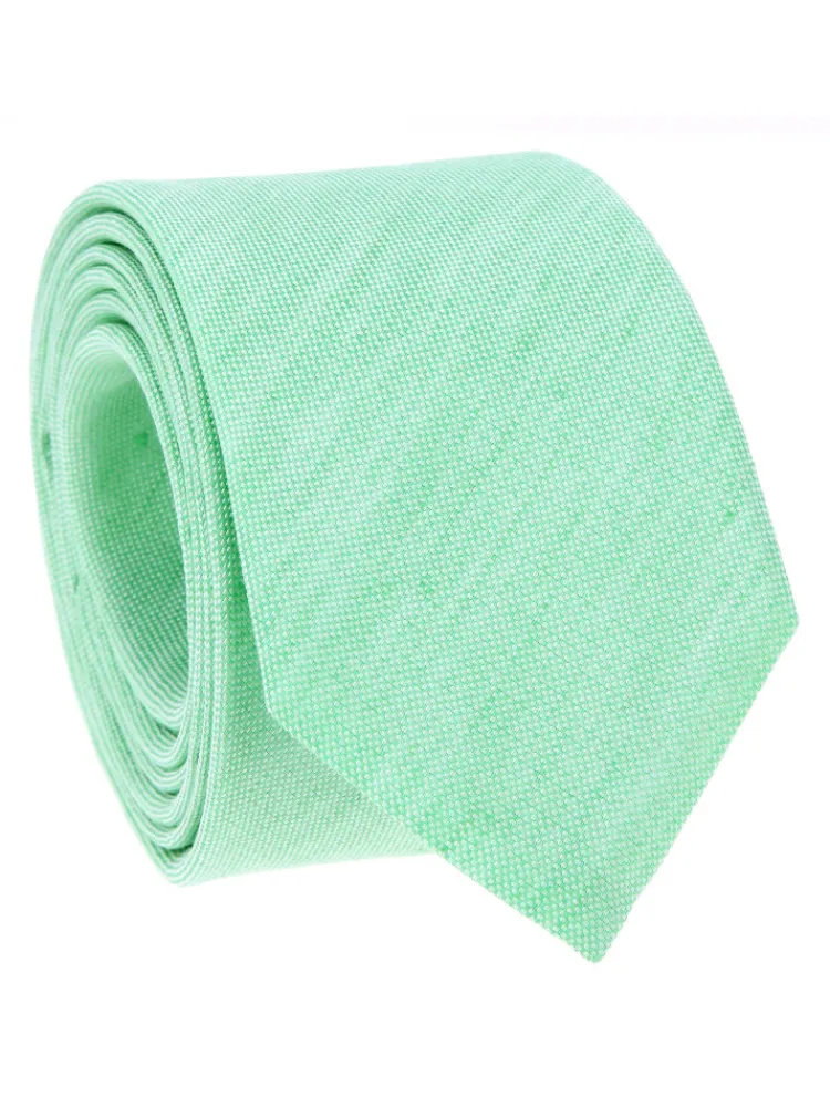 The Nines Cravates Par Couleur|Cravate En Lin*Cravate vert aqua en soie et lin nattés Bergame