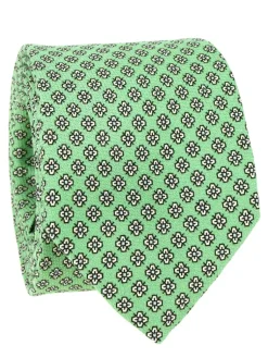 The Nines Cravates Par Couleur|Cravate Soie*Cravate vert d'eau à motif floral blanc