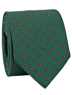 The Nines Cravate En Soie Imprimée|Cravate À Motif*Cravate verte à motifs bordeaux et blancs