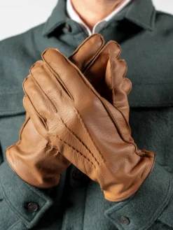 The Nines Gants Cuir Homme*Gants en cuir cognac couture extérieure
