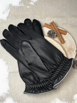 The Nines Gants Cuir Homme|Gants Tactiles*Gants en cuir tactiles noirs couture extérieure