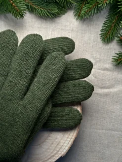 The Nines Gants Laine Homme*Gants en laine kaki doublure cachemire beige