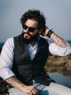 The Nines Gilet Homme*Gilet homme en laine mélangée bleu marine