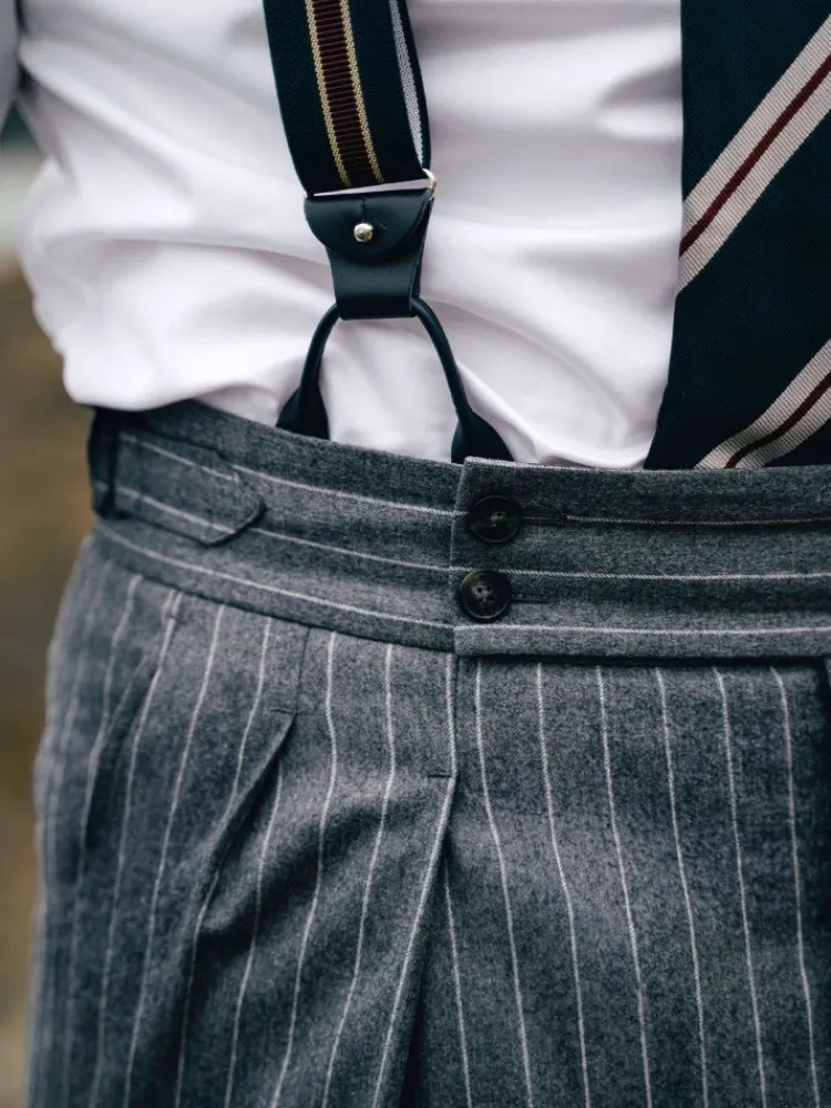 The Nines Pantalon Taille Haute*Pantalon en flanelle grise à rayures Tregorn
