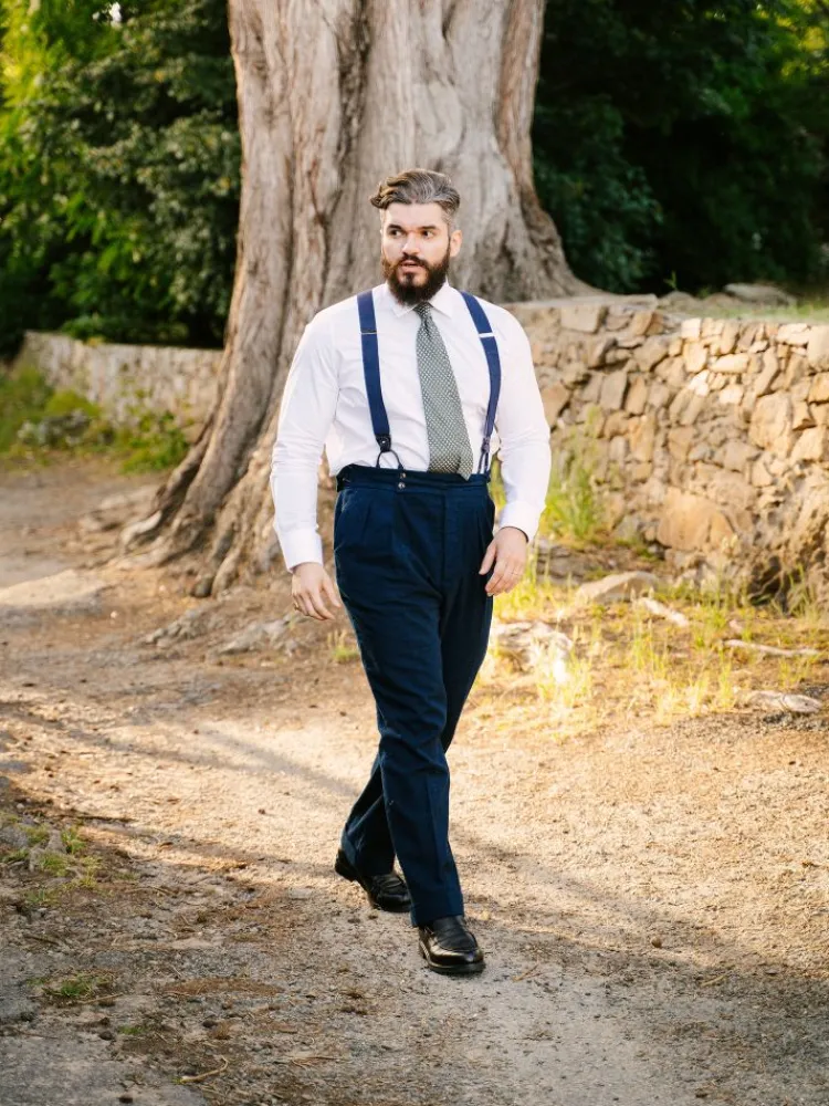 The Nines Pantalon À Pinces*Pantalon taille haute bleu marine - Litha